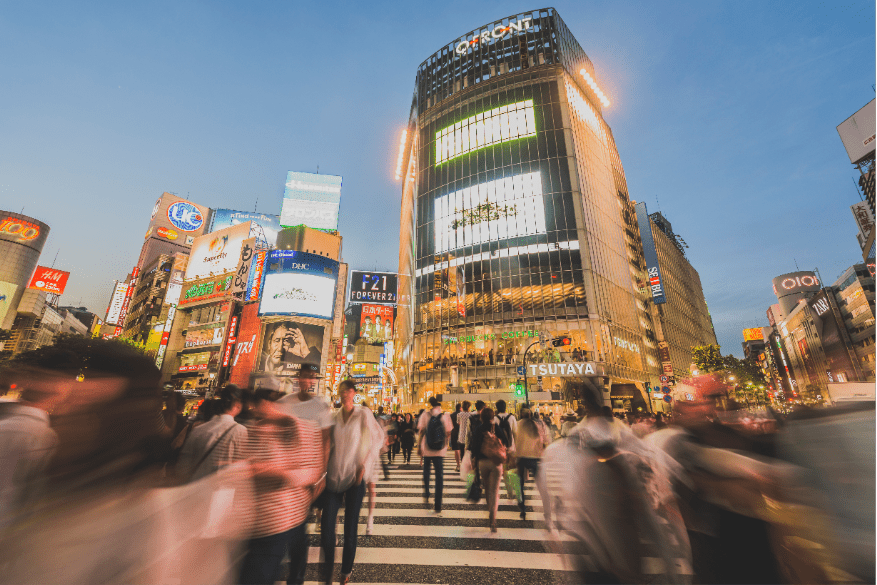 Shibuya crossing from eye level