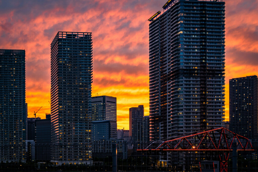 Tokyo Evening View over some luxury Tokyo Real estate. 