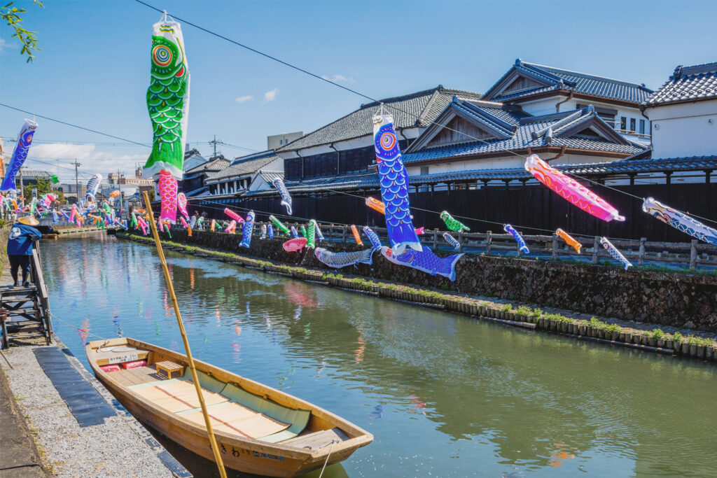 Colorful carp streamers (koinobori) to celebrate children's day in Japan.