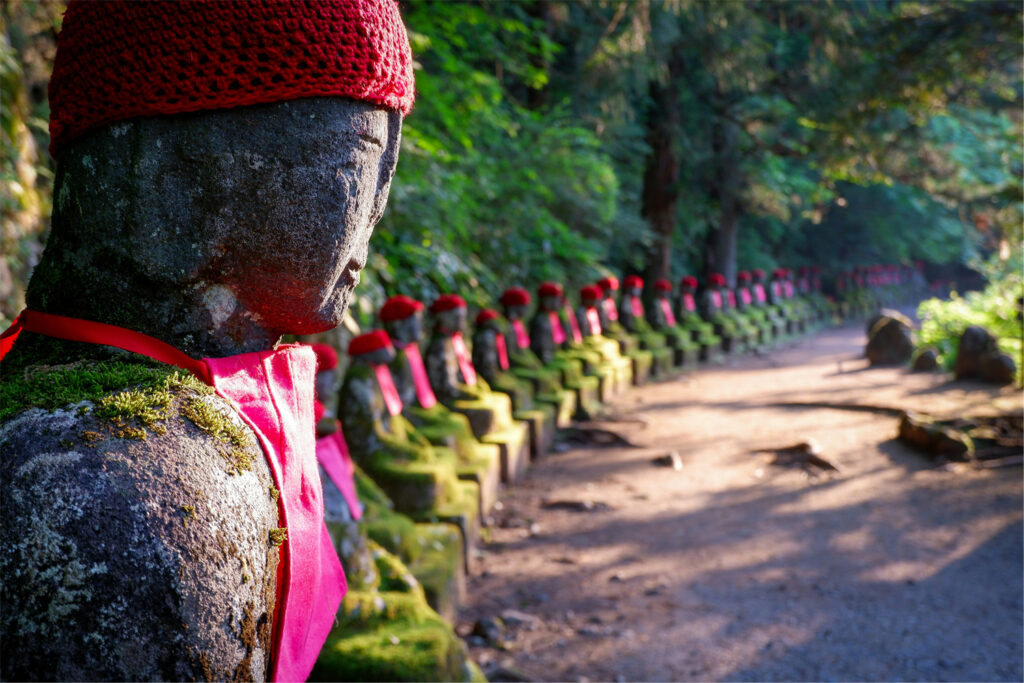 Nikko: UNESCO Heritage Sites in Mountain Settings: Jizo statues.