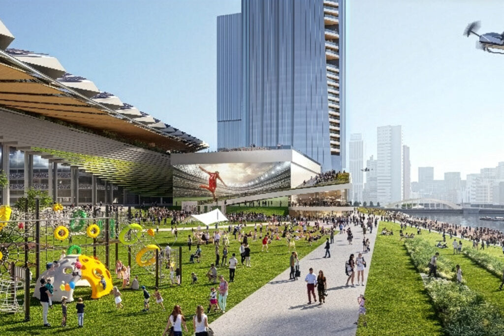 CGI Render Green area of Tsukiji District Redevelopment Project