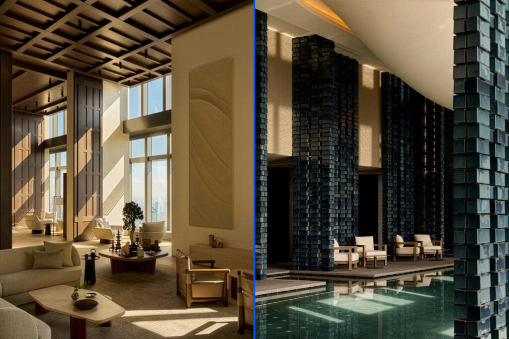 2 images in one showing both the Aman Residence and the Aman Spa,