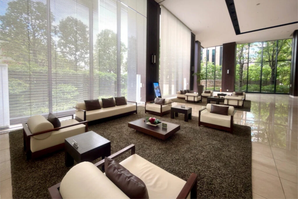 Interior of City Tower Azabujuban in Minato showing private communal lounge area