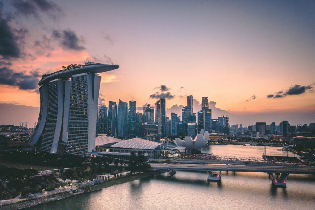 An image of Singapore at dusk