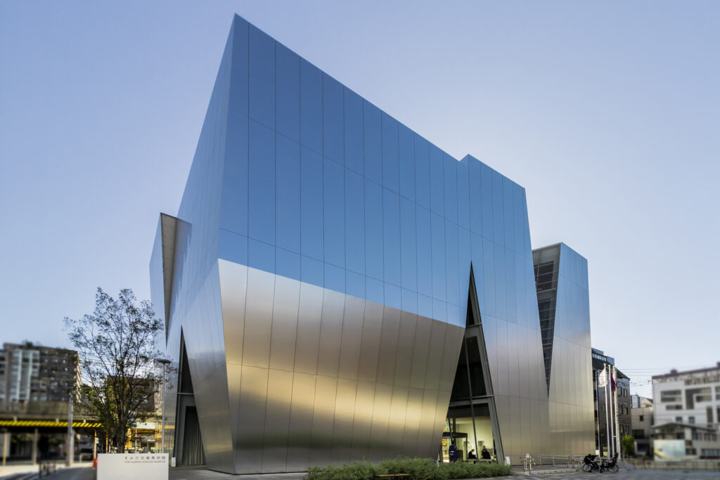The striking brushed chrome Sumida Hokusai Museum, designed by Kazuyo Sejima & Associates