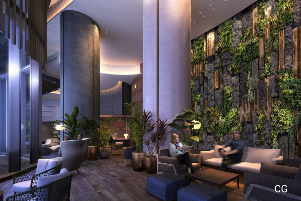 CGI of the new Park Court Azabujuban in Azabu, Minato, lounge area