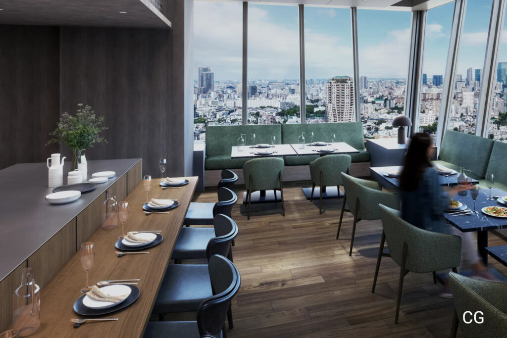 CGI of the new Park Court Azabujuban in Azabu, Minato, restaurant for residents