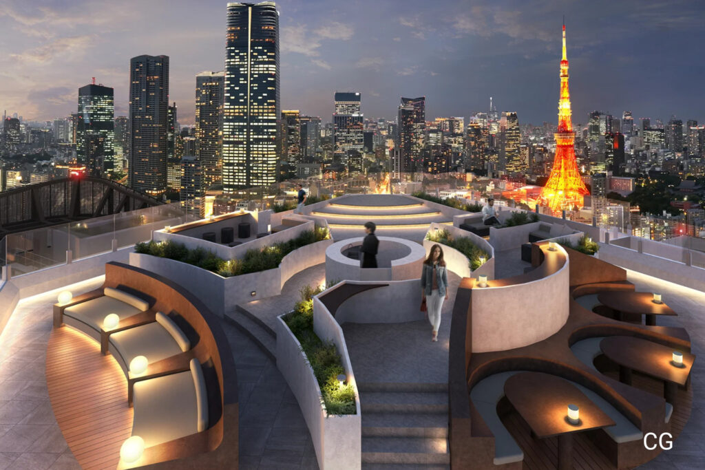 CGI of the new Park Court Azabujuban in Azabu, Minato, rooftop terrace