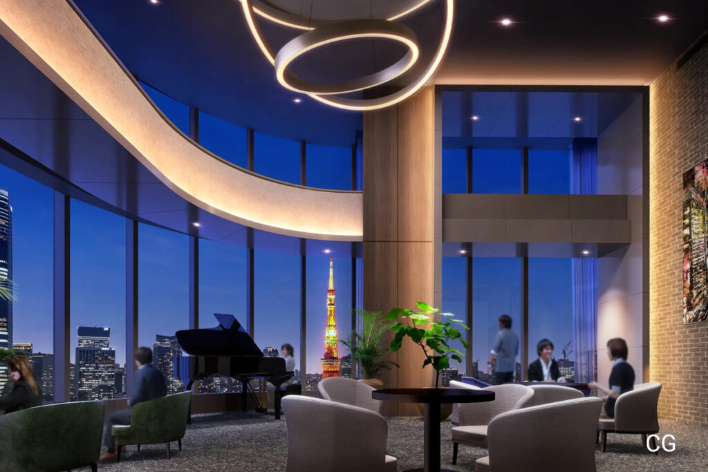 CGI of the new Park Court Azabujuban in Azabu, Minato, sky lounge